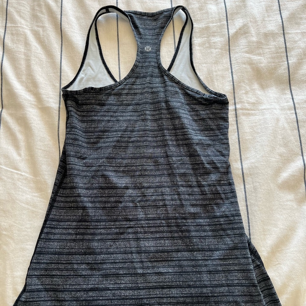 LULULEMON COOL RACERBACK CYBER BLACK DEEP COAL STRIPE SIZE 6